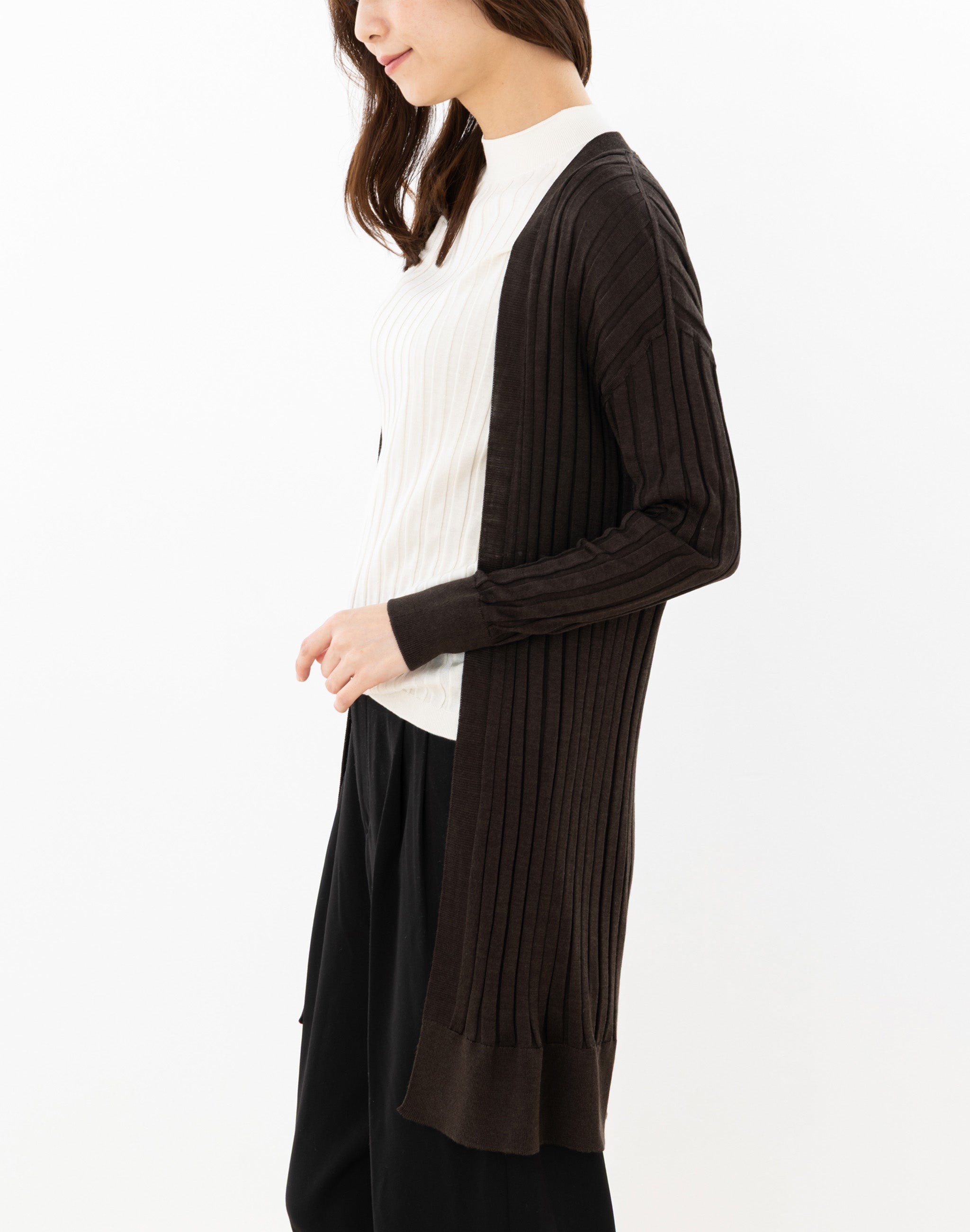 新品タグ付き　カシウエア ロングカーディガン 茶　ダークブラウン　 表記S/M カシミヤ100％ロングカーディガン | Milestone公式オンラインストア