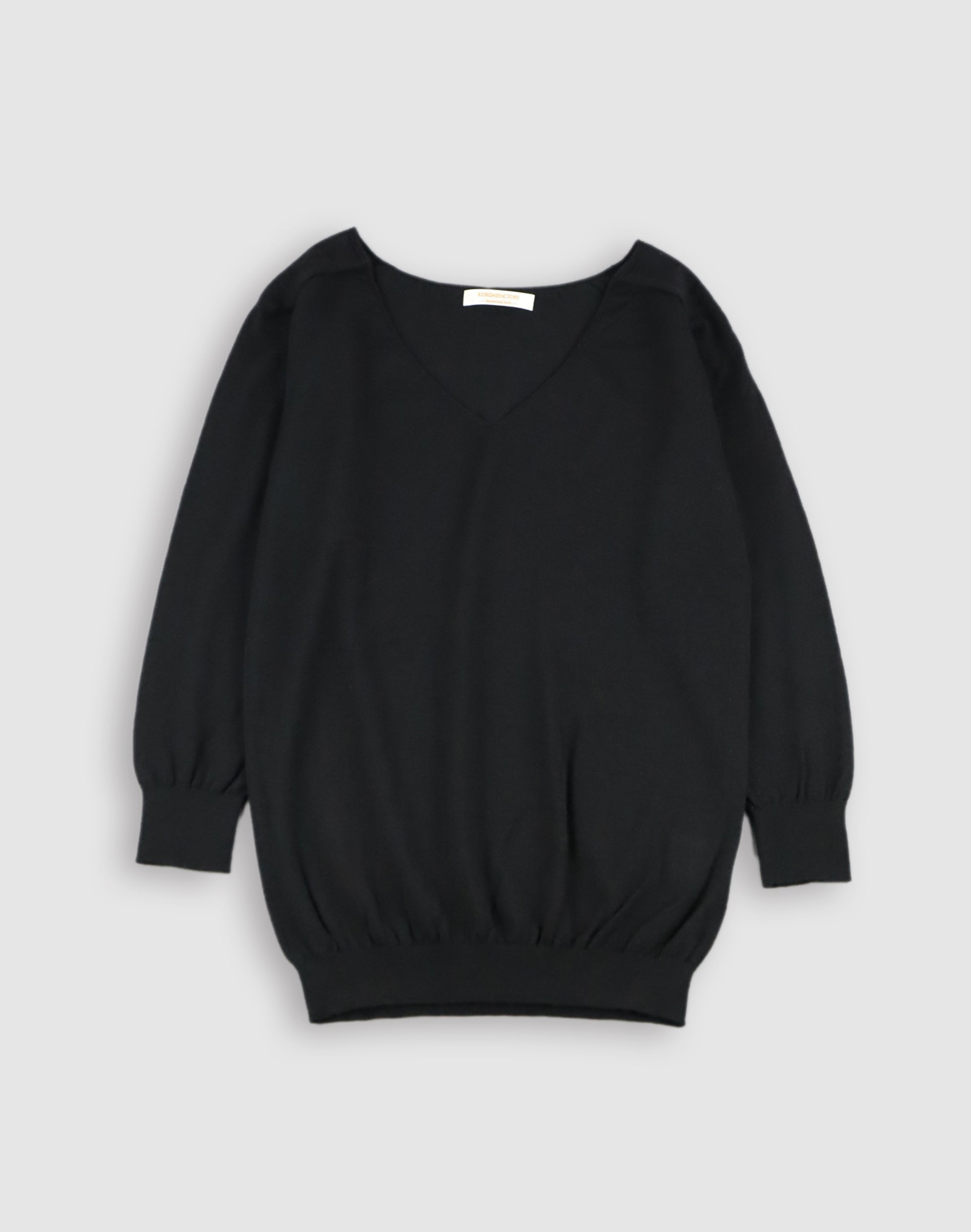 アラシャンカシミヤ100%】Vネック七分袖インナー KURUMIFACTORY