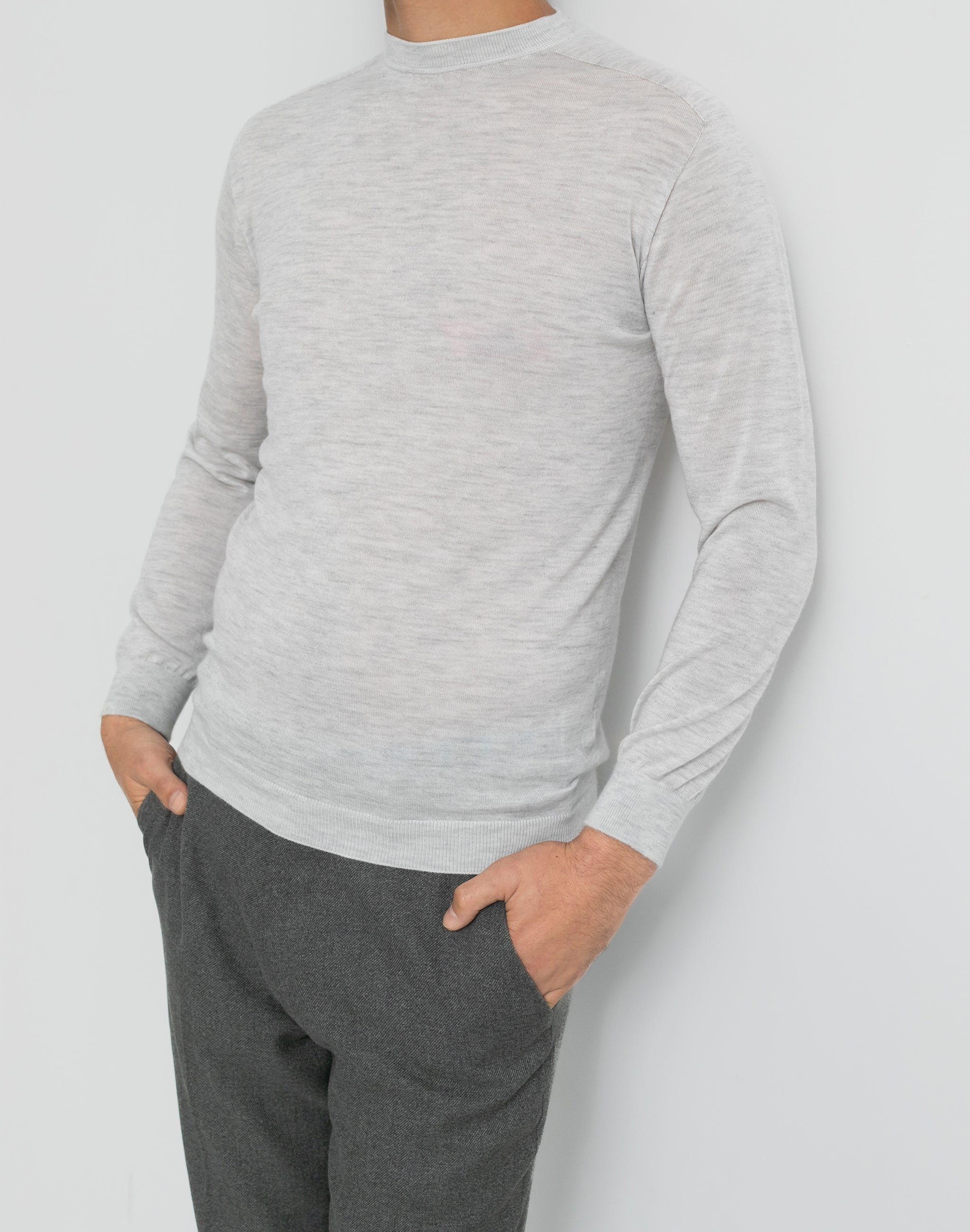 アラシャンカシミヤ100%丸首長袖メンズインナー KURUMIFACTORY 日本製