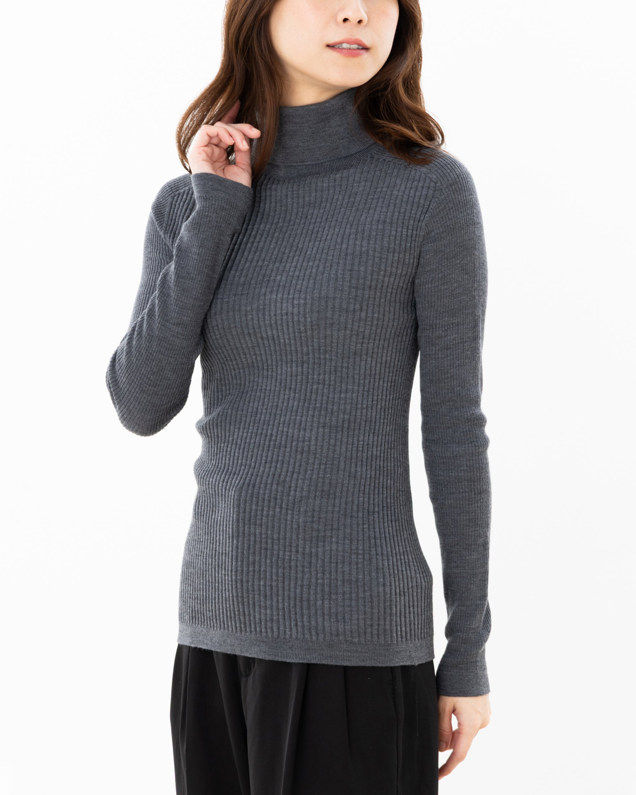 リブタートルネックプルオーバー KURUMIFACTORY 日本製 ホール