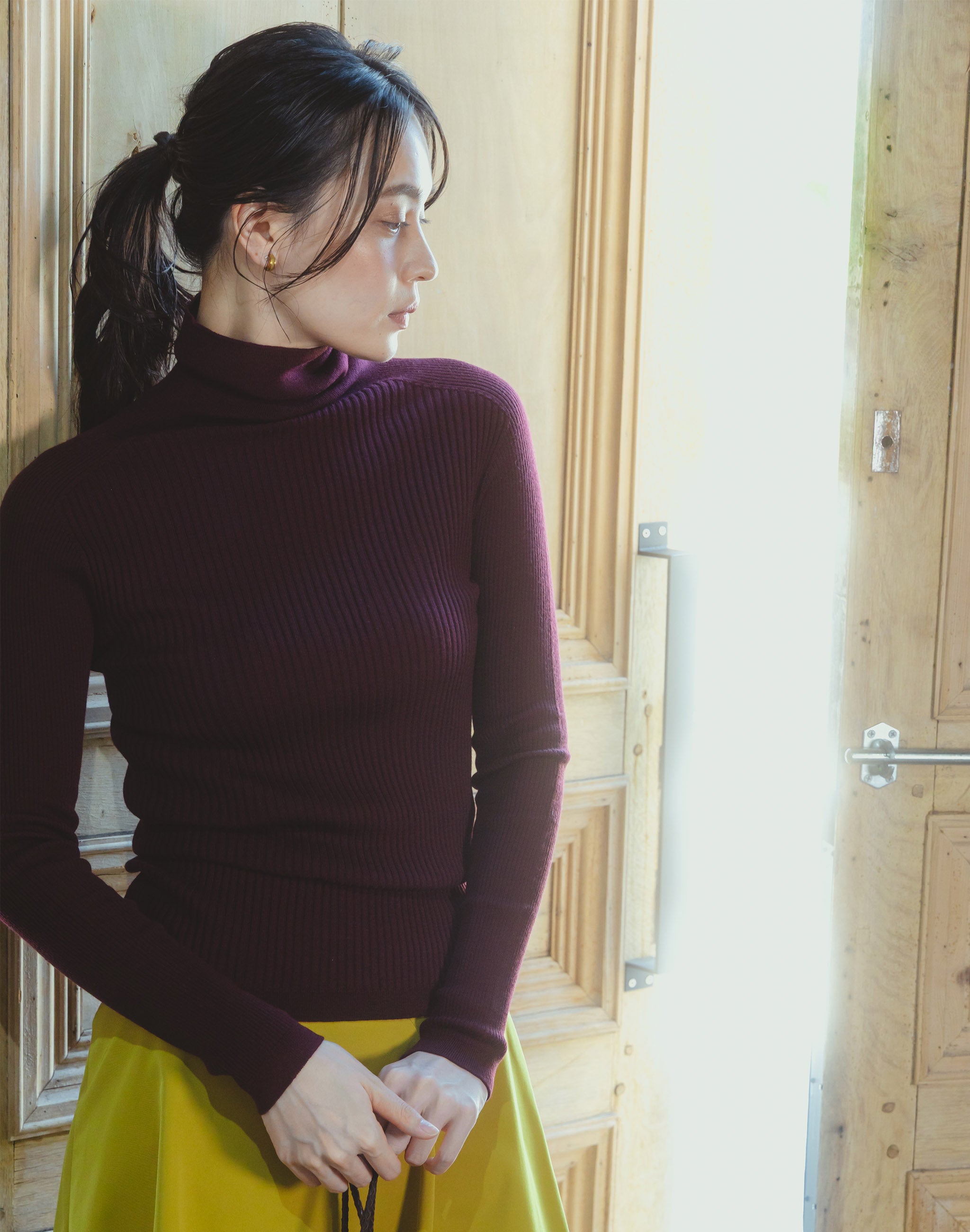 リブタートルネックプルオーバー KURUMIFACTORY 日本製 ホール